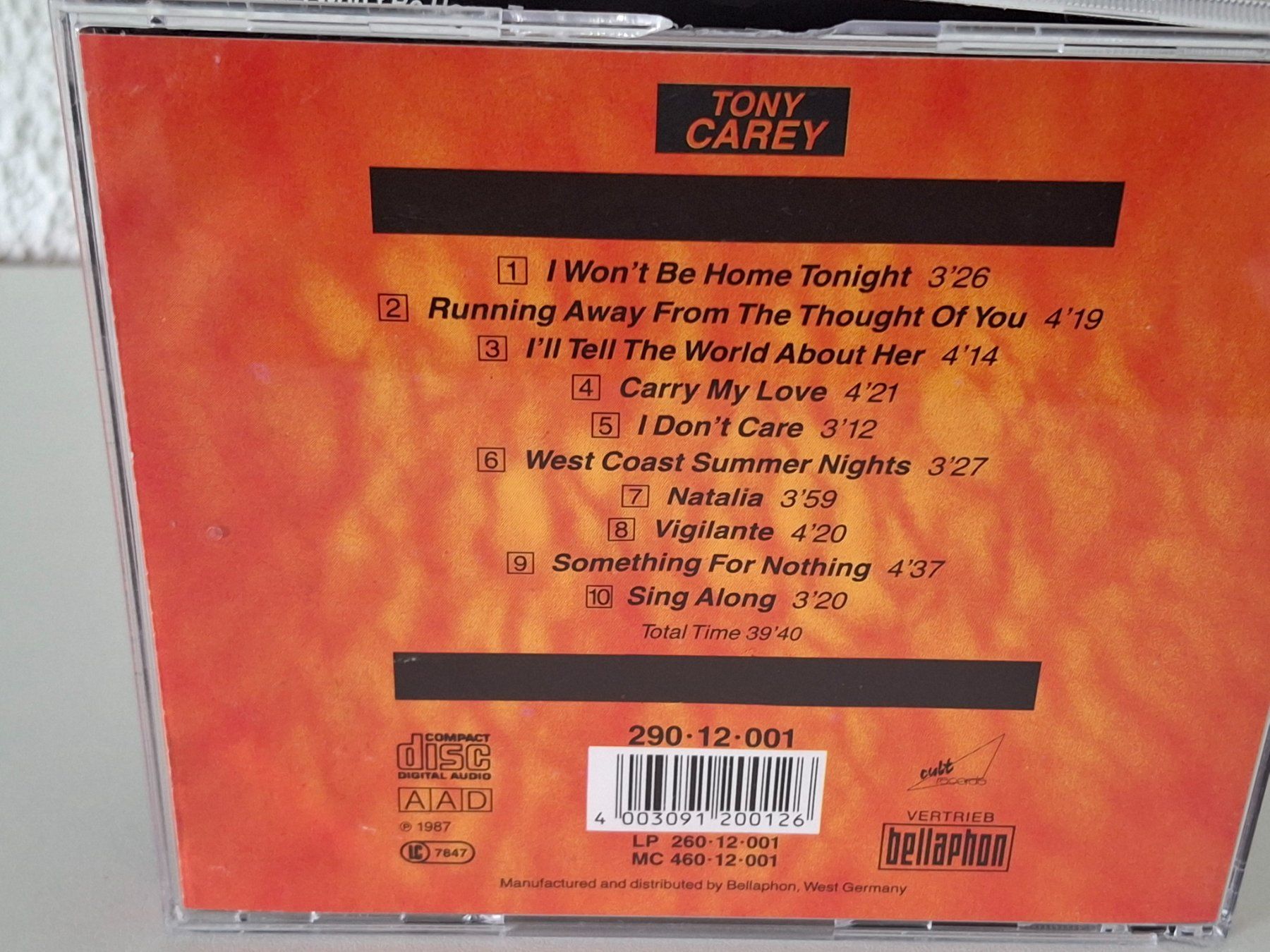 CD: CD Tony Carey - I Won't Be Home Tonight – Usato da Aarberg venduto da Jackup1 1