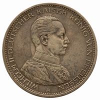 Königreich Preussen 5 Mark 1914 Kaiser Wilhelm II. Silber