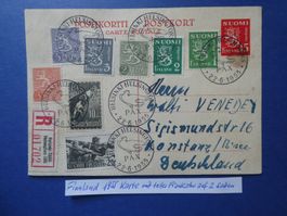 Finnland 1955 Karte mit toller Frankatur beidseitig