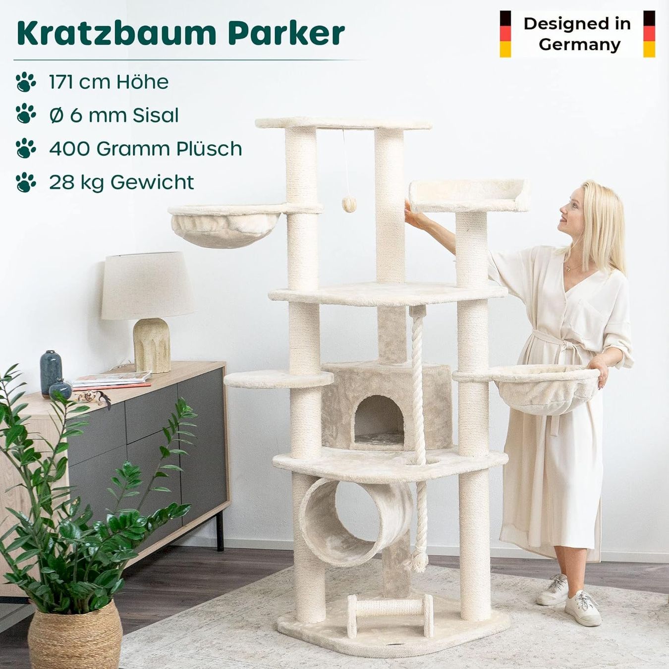 Katzenbaum - Kratzbaum: HAPPYPET Kratzbaum 171cm ‎Creme – Neu und originalverpackt aus Bottighofen von zaap 1