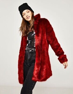 BERSHKA ❤️ manteau fourrure faux fur coat NEW! XS