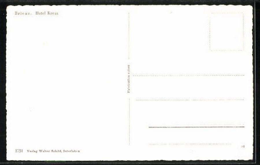 Ansichtskarten: Brienz, Hotel Kreuz, um 1945 – Gebraucht aus Frauenfeld von POML 1
