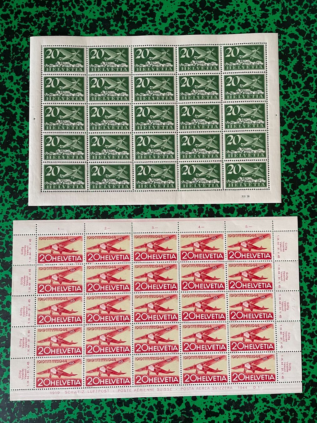 Tutti i francobolli: Zwei Briefmarken Bogen Schweiz Luftpost, Postfrisch – Nuovo (secondo la descrizione) da Menzingen venduto da Wlukas