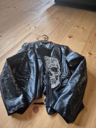 Lederjacke Cloudz C7 Kunstlederjacke mit Totenkopf