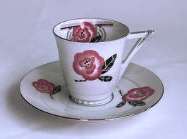 LIMOGES*FRANCE*MOKKATASSE & UNTERTASSE*SILBERRAND*RAR*****