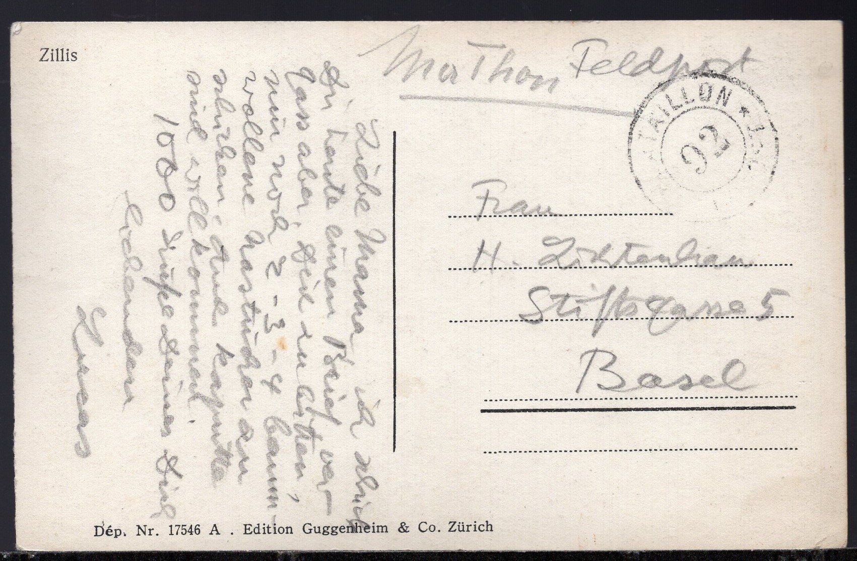 Cartoline postali: Zillis  - Totalansicht    Feldpost – Usato da Aarau venduto da kufi44 2