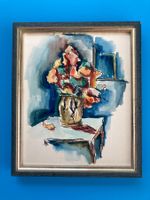 Gemälde Aquarell Stilleben modern unleserlich signiert 1982