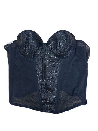 Black Sequin Party Top, Gr. S/M