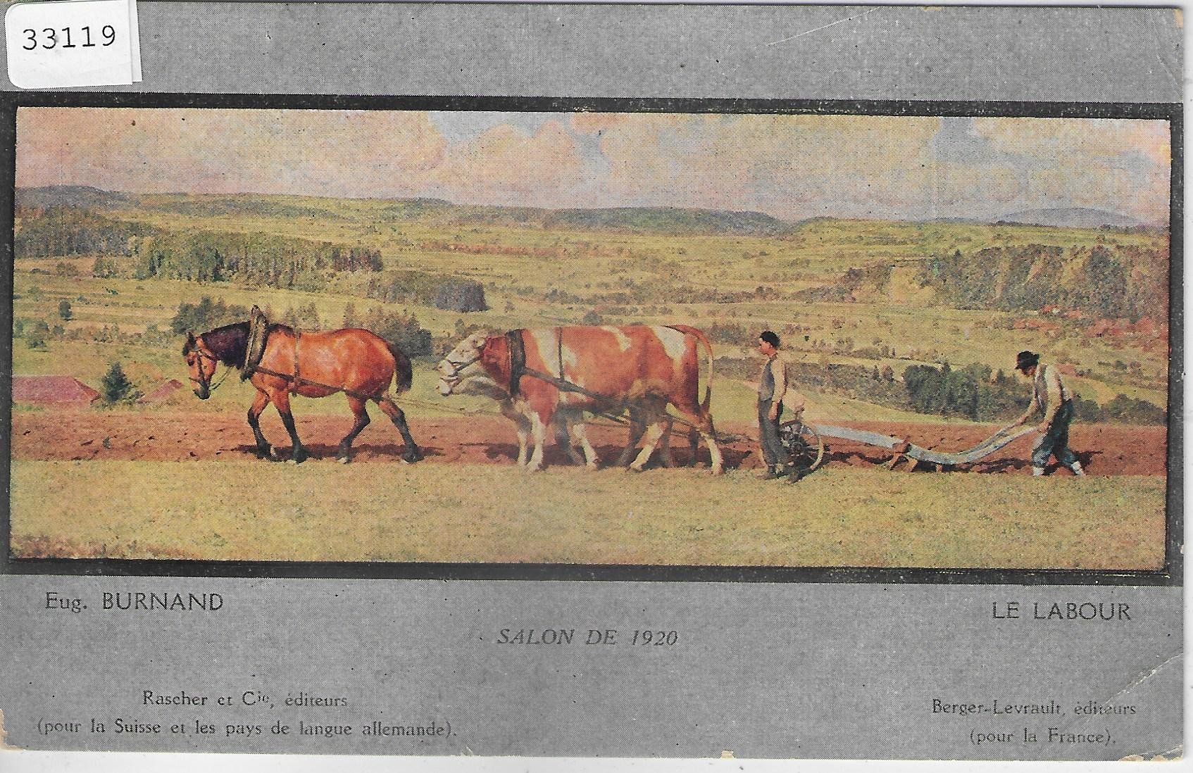 Cartoline postali: Eug. Burnand - Le Labour - Bauern beim Pflügen – Usato da Ettingen venduto da Kartenplanet