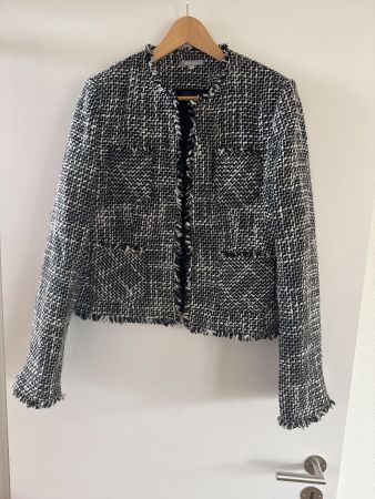 Tweed Jacke, Schwarz/Weiss