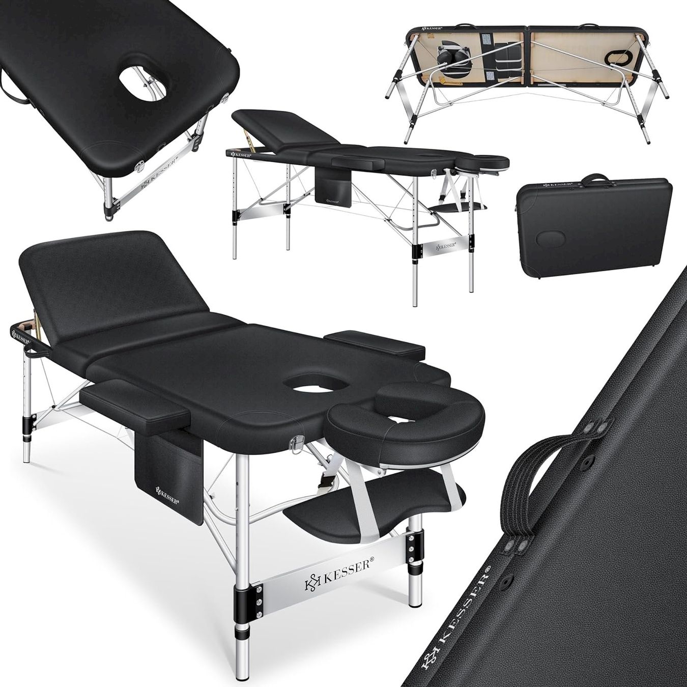 Lettini & sedie per cosmetici: KESSER 3 Zonen Massageliege Schwarz 80cm – Nuovo e nell'imballaggio originale da Bottighofen venduto da zaap