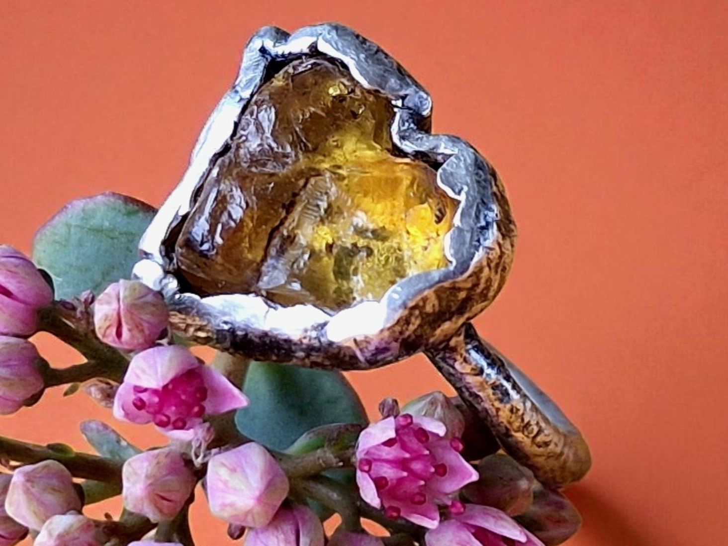 Anelli: Statement-Ring Silber 960 & Bernstein, Grösse 56 – Nuovo e nell'imballaggio originale da Aarau venduto da Schmuckhoehle_MD