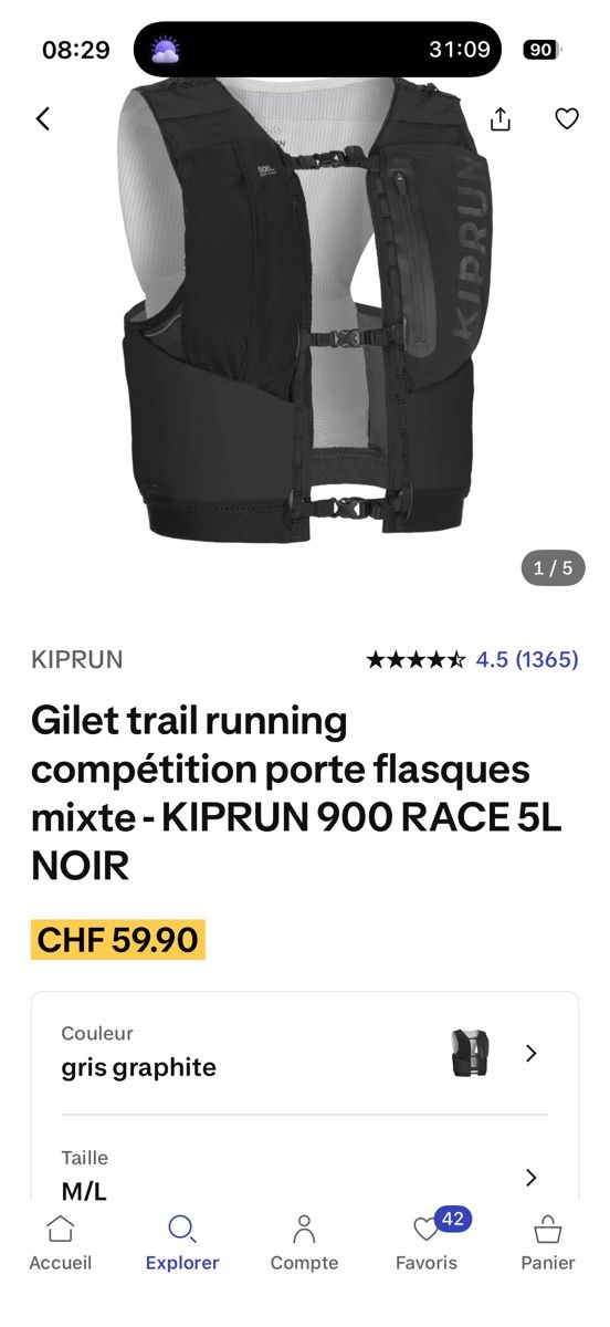 Sacs à dos: Sac trail compétition Kiprun 5L – Neuf (Voir description) à Onex par mon_6m8g 3