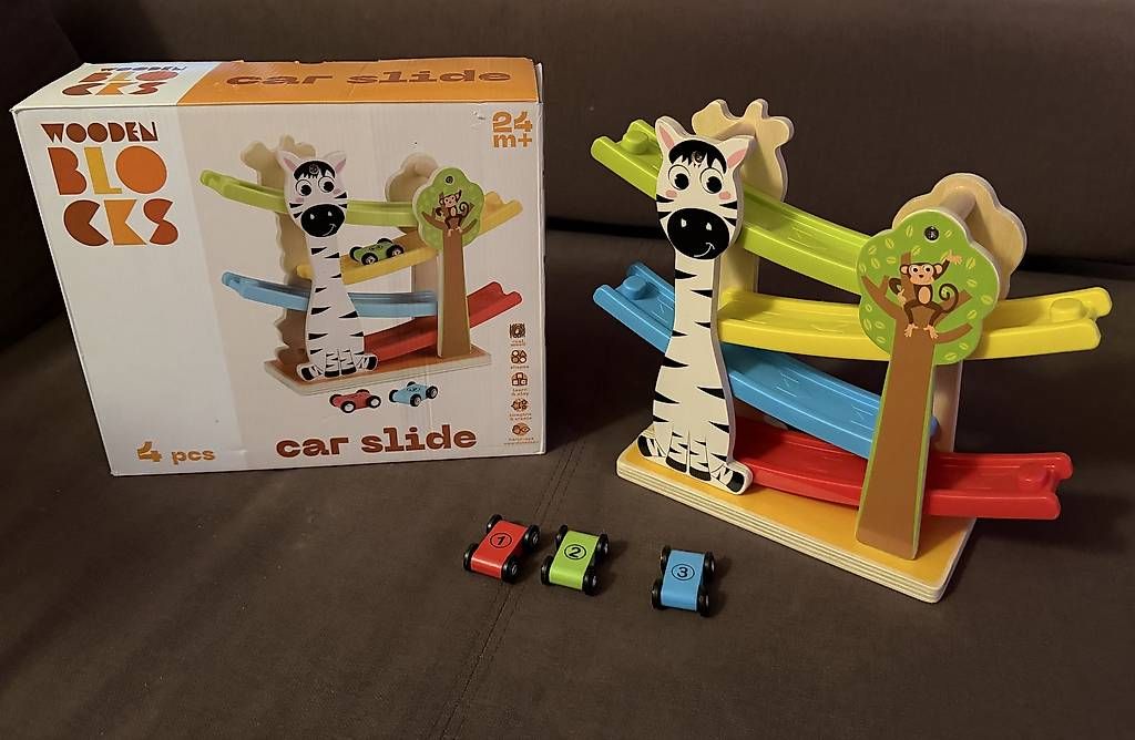 Giocattoli: Wooden Blocks Holz-Autorennbahn Zebra/Giraffe – Usato da Wolfhausen venduto da KugelKopf