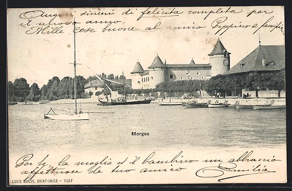 Cartes postales: AK Morges, Boote am Hafen, 1900 – D'occasion à Berlin par bartko-reher