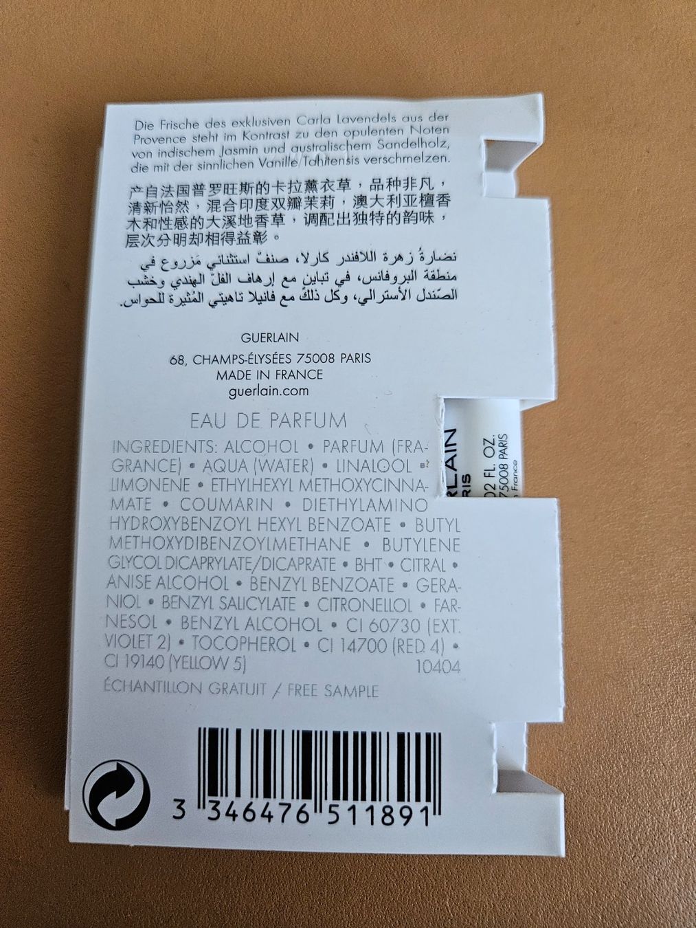 Guerlain Profumi & Eau de Toilette: Mon GUERLAIN - EAU DE PARFUM - 0.7ML – Nuovo e nell'imballaggio originale da Aesch BL venduto da Chrutli1 1