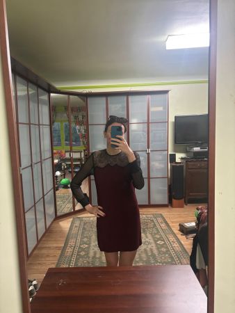 Sandro dark red lace dress size 2