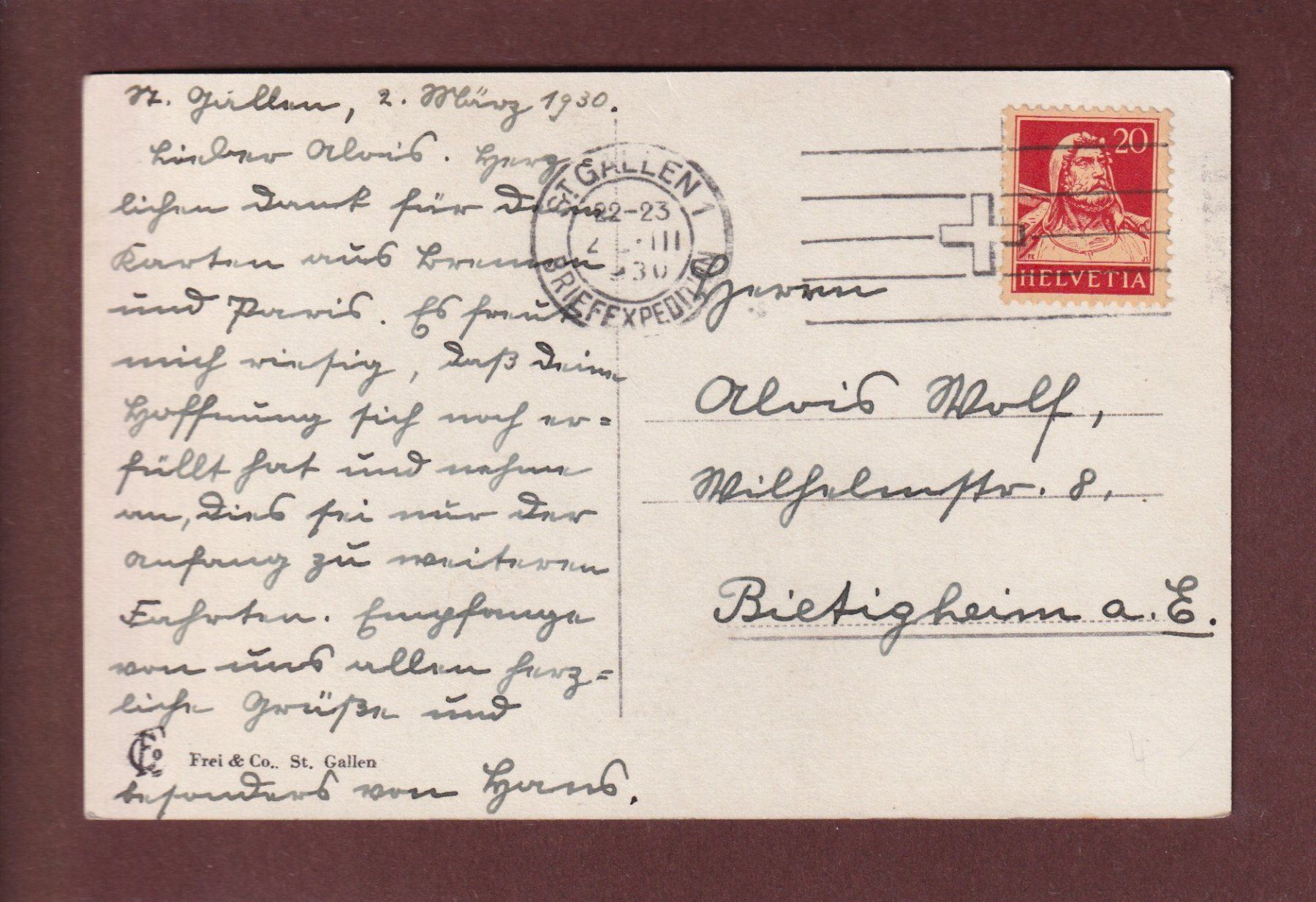 Cartoline postali: ST. GALLEN - Kloster Notkersegg - 1930 – Usato da Pully venduto da nicecards-shop 1