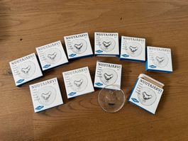 10er Set Glasplatten mit Vogelmotiv aus finnischer Glasmanuf