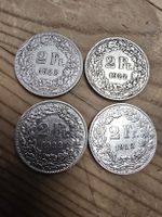4x 2 Franken 1922 Silbermünzen 835 guter Zustand