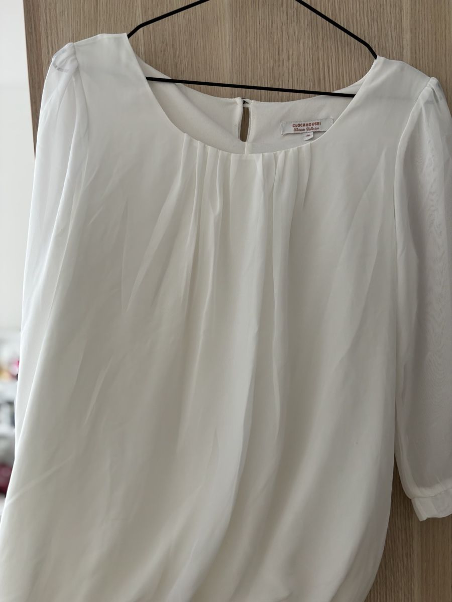 C&A Blusen: Elegante Tunika Bluse, weiss, Grösse 36 S – Gebraucht aus Basel von mic_5258 1