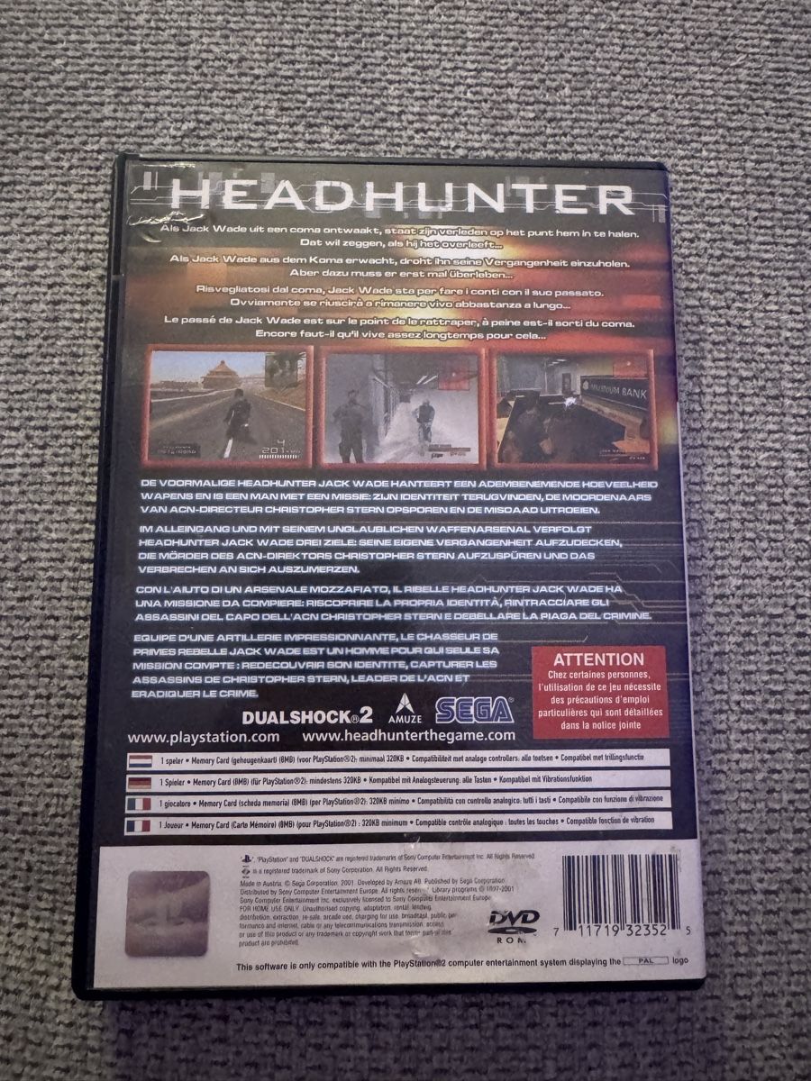 Sony Giochi: PS2 Playstation 2 - Headhunter – Usato da Uetendorf venduto da SRT_Adi 2