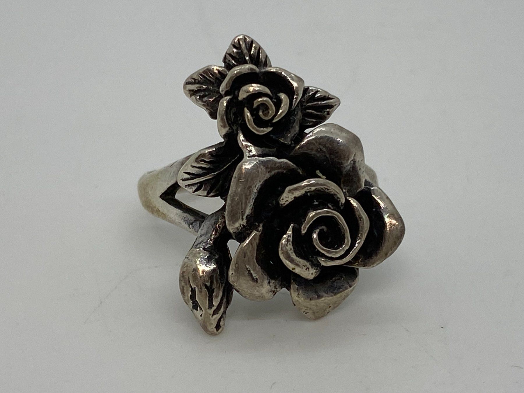 Ringe: ROSEN Ring Gr. 54 22x18mm 925 Silber /// E402 – Gebraucht aus Bern von