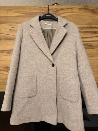 GLOBUS Wollmantel, Grösse 42, hellgrau/beige, Top Zustand!