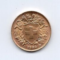 (2106) CH, 20 Franken, Vreneli 1935, Randvariante