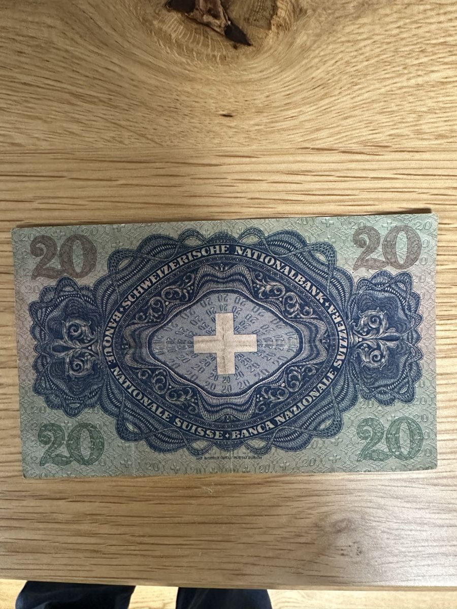 Banconote: 20 Schweizer Franken 1931 – Usato da Zwingen venduto da A.B.Verkauf 1