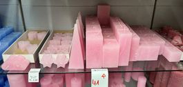 041 Posten Raureif Kerzen rosa aus Liquidation
