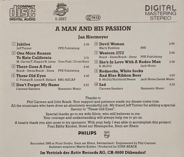 CD: Jan Hiermeyer - A man and his passion – Usato da Grüningen venduto da azulverde 1