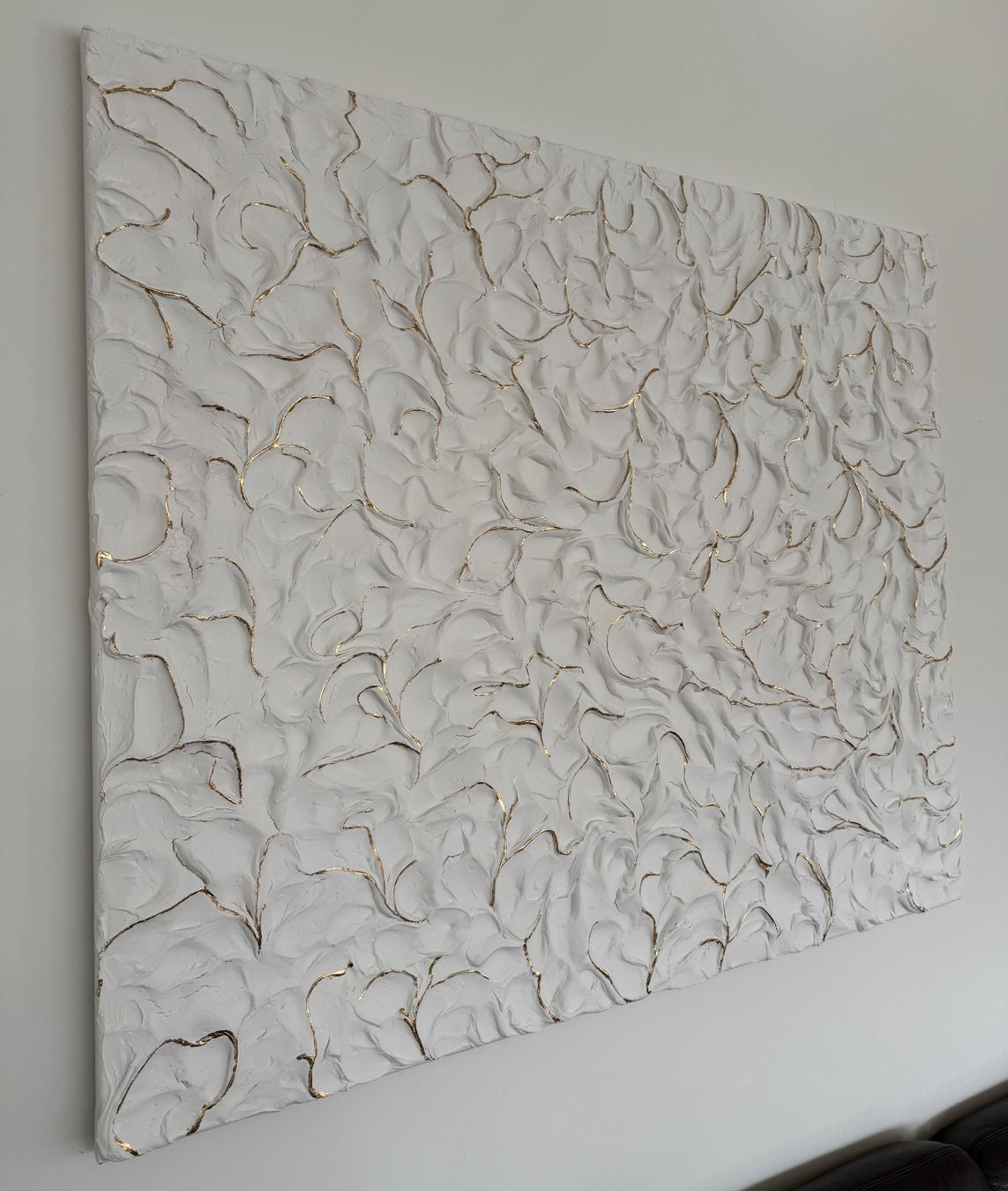 Dipinti: Gemälde 100x120 cm, weiss mit Blattgold – Nuovo e nell'imballaggio originale da Triesen venduto da atos87 1