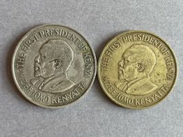 Münzen Kenia 1 Shilling und 5 Cents Jahrgang 1971