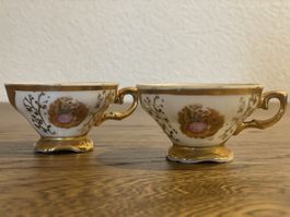 Zwei antike Porzellan Tässchen Goldrand Vergoldung Vintage