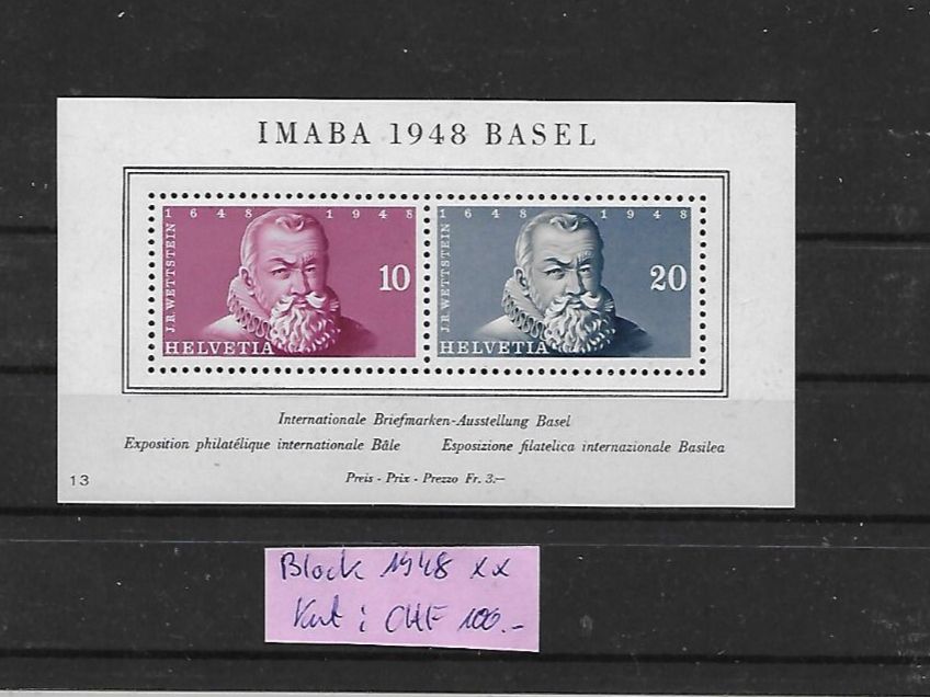 Tous les timbres: Block 1948 ** Kat: CHF 100.- – Neuf (Voir description) à Basel par Ilp