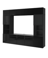 BESTÅ TV Wandmöbel schwarz, Vitrinentüren, Rauchglas