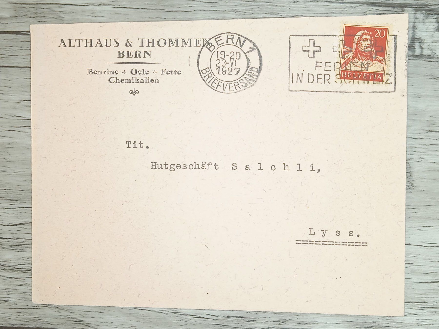 Tutti i francobolli: TR20 Enveloppe + Timbre Suisse 1927 – Usato da Cousset venduto da Patrick_Collections