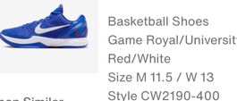 Nike Kobe 6 Protro Dodgers, Size EUR 45.5 , Brand New,
