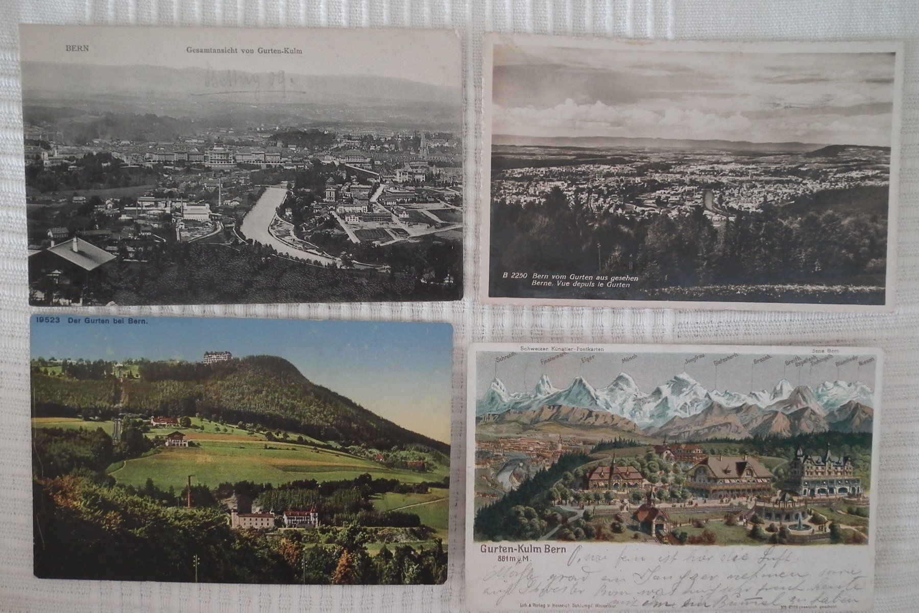Cartoline postali: Gurten bei Bern,  Hausberg der Berner  vier Ansichtskarten – Usato da Kriens venduto da WULLU99