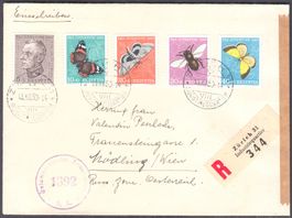 Schweiz J133-J137 zensurierter R-Brief Zürich nach Wien
