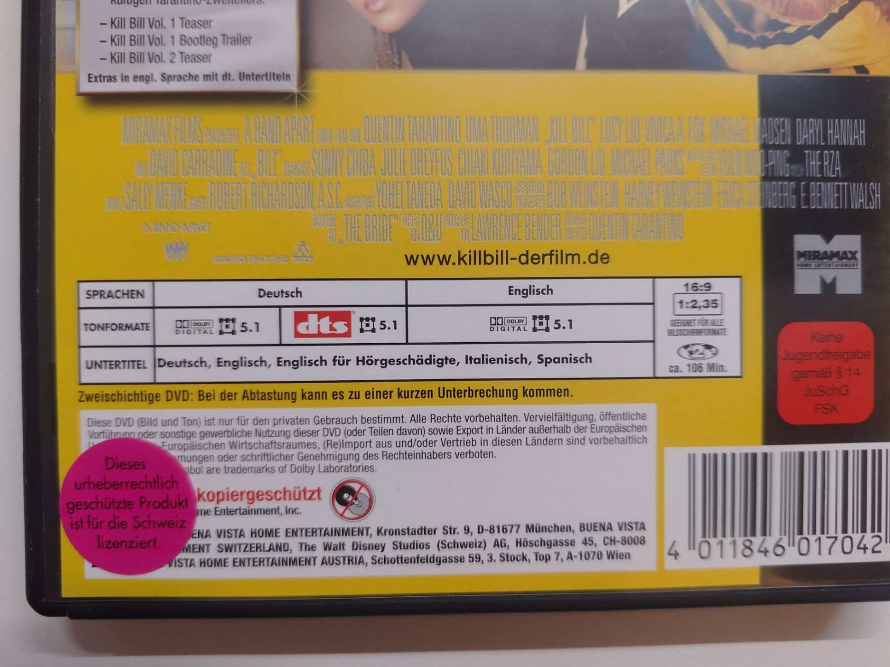 Tutti i DVDs: Kill Bill – Volume 1 – Usato da Liestal venduto da Kratzilla 3