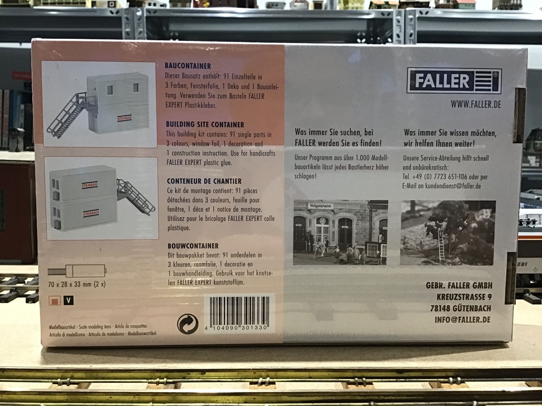 Faller Modellini di ferrovie: Faller H0 130133 Baucontainer - Neu und Originalverpackt! – Nuovo e nell'imballaggio originale da Männedorf venduto da Spezial-Modelle 1