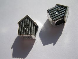 3 Grosslochperlen, Beads, Metallperlen Haus