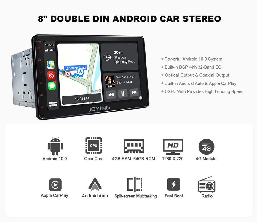 Joying JYUQ138N4GH 8 Inch Double Din Car Player Android 10 Kaufen