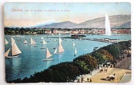 Genève, Vue de la Rade, la Jetée et le Jet d' Eau