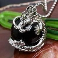 SALE Anhänger Drache Achat schwarz Pendentif Dragon Agate
