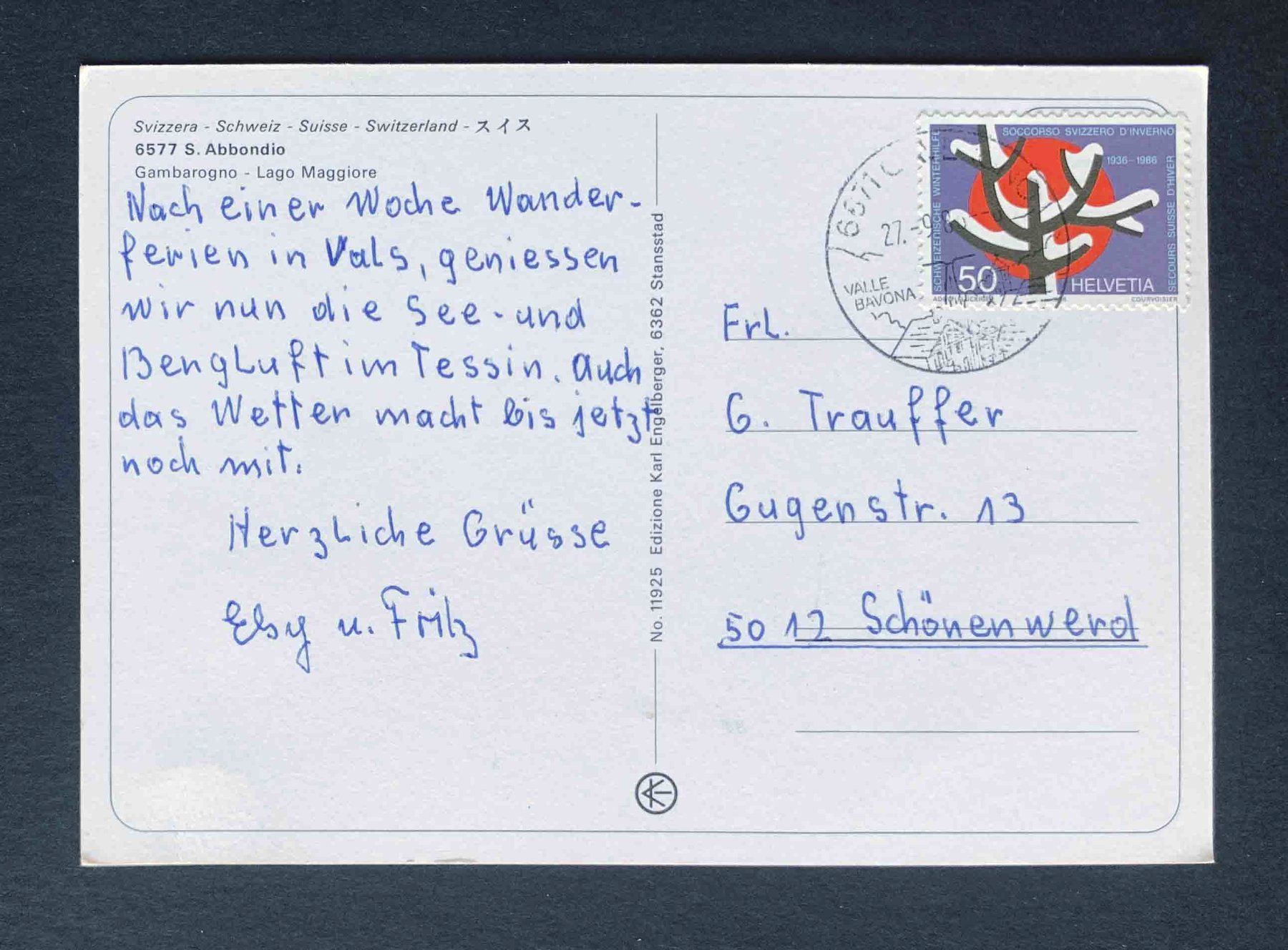 Cartoline postali: AK S Abbondio Gambarogno Lago Maggiore – Usato da Goldau venduto da artelier1 1
