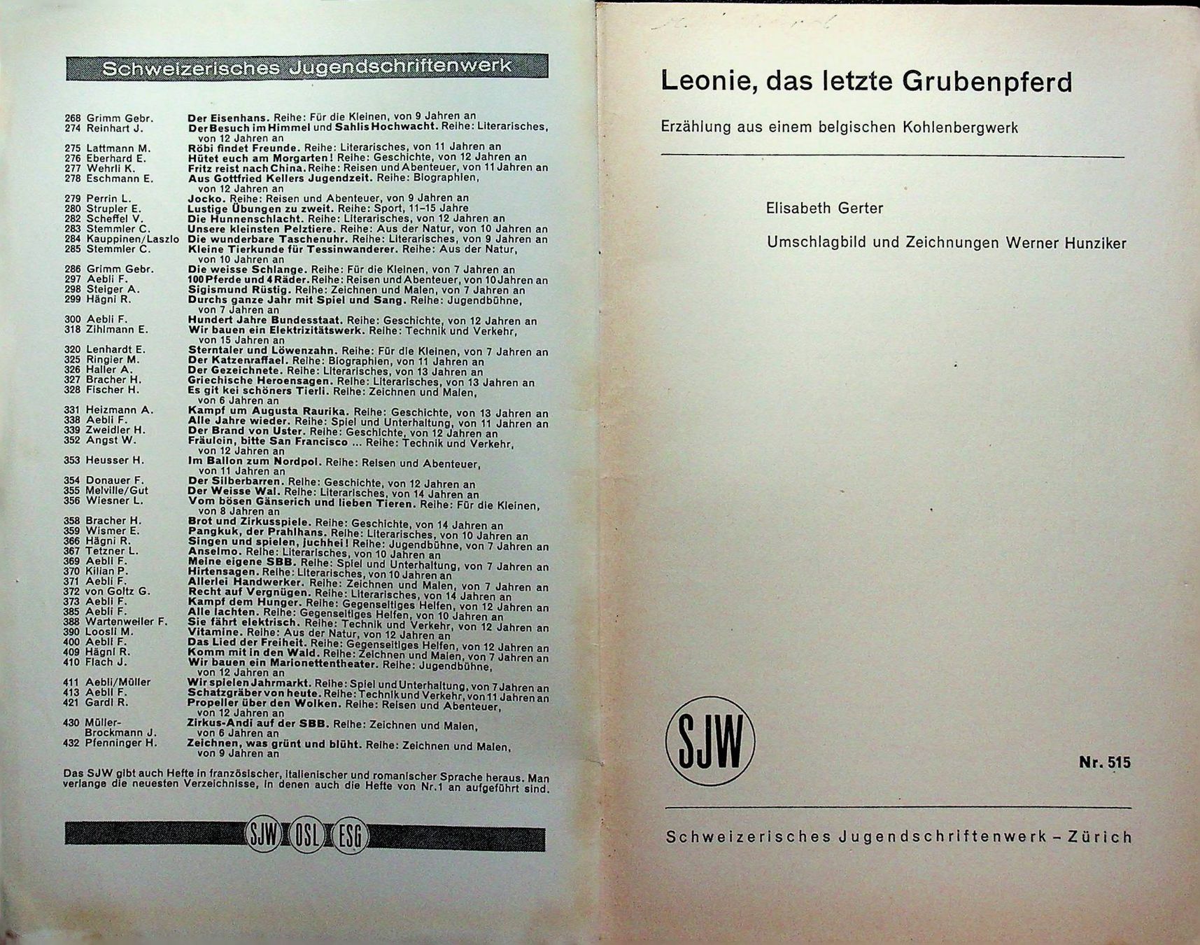 Libri: SJW 515 E. Gerter Leonie das letzte Grubenpferd EA 1955 – Usato da Reitnau venduto da Zaomir 5
