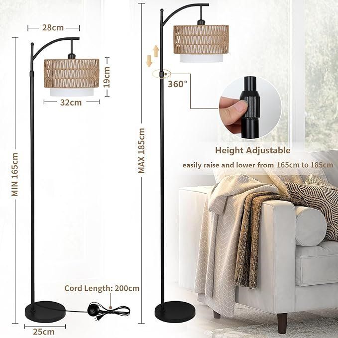 Lampade: Stehlampe Rattan Standleuchte Dimmbar Boho App-Steuerung – Nuovo e nell'imballaggio originale da Dörflingen venduto da Nixhub 2